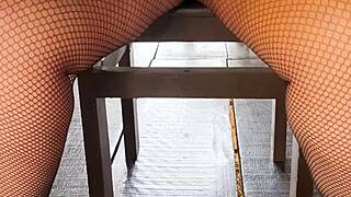 latina bbw flashes shaved pussy in upskirt tease