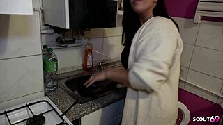 curvy swiss bbw squirts on kitchen table creampie after dirty desk fuck 💦🍑