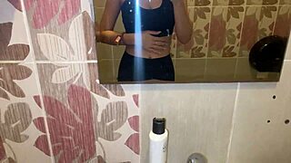 cute petite teens piss juicy streams in public toilets for close-up pov thrills