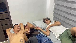 Do I have to share the bed with my stepbrother and his best friend when this big ass big natural tits latina colombian cutie gets homemade interracial kissing ass worship taboo action?