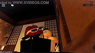 heading into roblox i spot this sexy futanari and pound her tight ass until we both cum hard