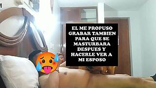 esposo watches as his submissive latina wife does 69 with tongue on his amigo's cock while handcuffed