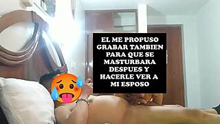 esposo watches as his submissive latina wife does 69 with tongue on his amigo's cock while handcuffed