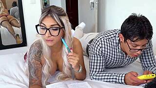 Boyfriend Away, Stepbrother Sneaks In to Pound Tight Latina Girlfriend's Wet Pussy Raw