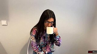that library bookworm turned nympho slut begs for cumshots on her glasses after deepthroat doggy