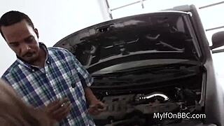 BABE'S BIG TITS WRAPPED AROUND BBC TITTY FUCK FOR CAR FIX - HARDCORE INTERRACIAL POUNDING!