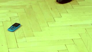Old husband watches tattooed blonde wife fucked sideways on sofa