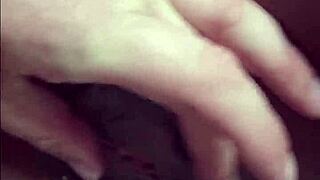 black cutie gets sensually groped by white boss showing off her juicy swollen black pussy close