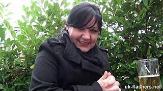 oh god, this chubby british milf rubs her fat belly on the bus...