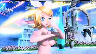Kagamine rin's big tits and shaved pussy exposed in full nude mod