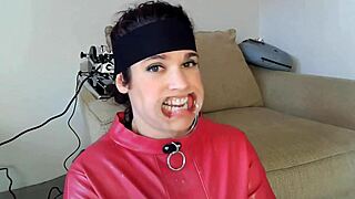 Wife's Head Locked to Fucking Machine Delivers Gagging Deepthroat Cum Swallow Blowjob Masterpiece