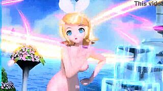 Kagamine rin's big tits and shaved pussy exposed in full nude mod