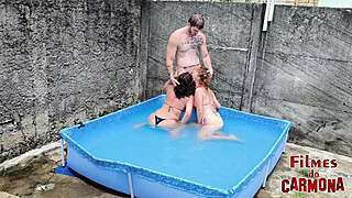 my wild pool sex romp with two hot white babes