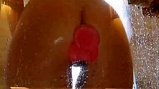 appetizing ass teen spreads juicy pussy shower dildo fun