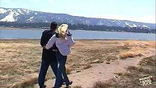 i get so horny on outdoor date bending for anal cowgirl and cum swallow