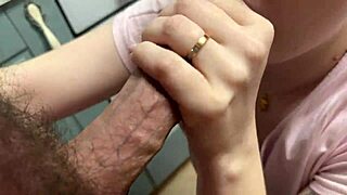 blindfolded stepsis gives the sloppiest blowjob ever then licks cum off her pretty face for me