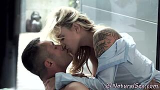 classy tattooed babe bent over doggystyle riding her lover deep until massive cumshot finish
