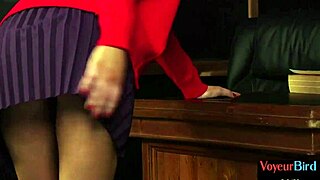 cfnm bitch in uniform heels seduces professor while he jerks in classroom