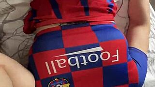 the hot cheerleader with huge ass takes on two cocks in wild anal threesome