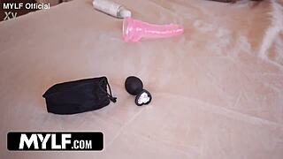 Sassy French maid craves anal creampie in kitchen fishnets!