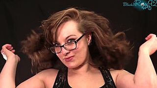 matte red lipstick smoking housewife shows off her style
