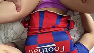 the hot cheerleader with huge ass takes on two cocks in wild anal threesome