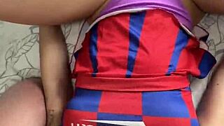 the hot cheerleader with huge ass takes on two cocks in wild anal threesome