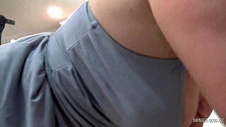 real swinger milf grinds big tits on hard cock riding group style close up action 