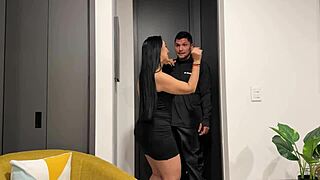 delivery guy scores a sweet tip from this curvy milf shaking her huge latina ass