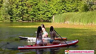 three cute shaved teen girls lick juicy pussies outdoors at clubsweethearts