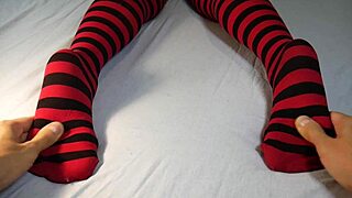 Soles Massaged and Tickled as Socks Rip Off Milf's Sexy Feet in Fetish Tease