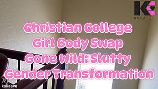 Christian college coed babe swaps bodies into slutty bimbo humiliated and dominated naked