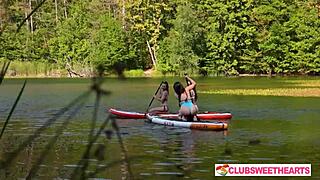 three cute shaved teen girls lick juicy pussies outdoors at clubsweethearts