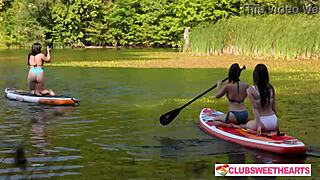 three cute shaved teen girls lick juicy pussies outdoors at clubsweethearts