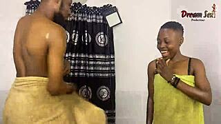 Ebony neighbor spots me naked we end up fucking hard in her place