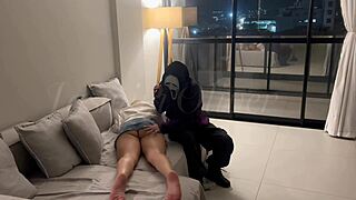 Masked Curvy Stranger Chokes Me Into Strap-On Deepthroat Suck