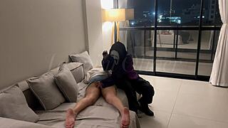 Masked Curvy Stranger Chokes Me Into Strap-On Deepthroat Suck