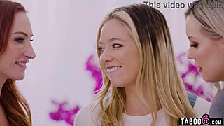 naughty lesbian couple hires teen babysitter river lynn for wet pussy licking