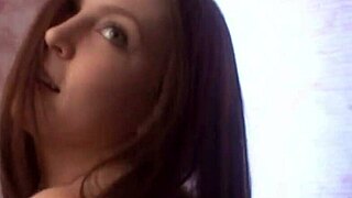 Genevive rips pantyhose teases with lap dance then masturbates her shaved pussy