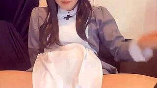 Black-Haired Nurse Ladyboy Masturbates Quietly