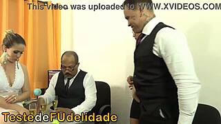 A sexy brazilian blonde and brunette turn office party into wild ass play fest.