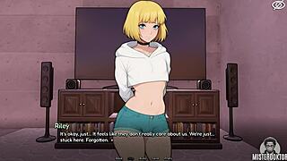 i'm stuck bunkered with this petite femboy milf using dildos handjobs and toys on her small tits shemale cock
