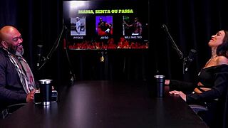 morena brazilian striptease shows big tits, picks guy to fuck while others watch on sheer red see-through