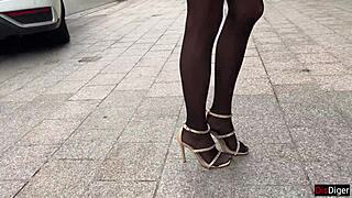 that club girl showed up after the party craving sex in stockings and heels