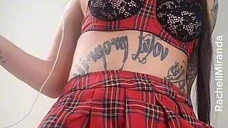 brazilian tattoo girl guides your cumshot on her ass