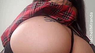 brazilian tattoo girl guides your cumshot on her ass