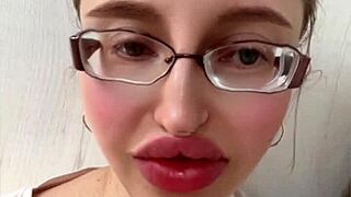 Blonde Russian with huge tits glasses and lipstick teases long hair fetish 😍🔥