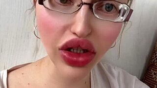 Blonde Russian with huge tits glasses and lipstick teases long hair fetish 😍🔥