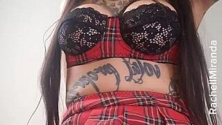 brazilian tattoo girl guides your cumshot on her ass