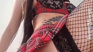 brazilian tattoo girl guides your cumshot on her ass